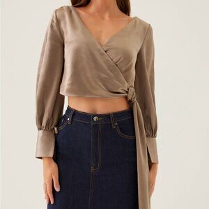 Love Bonito - Elicia Satin Wrap Blouse